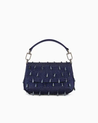 Giorgio Armani La Prima Soft Mini Satin Handbag With Rhinestone And Bead Embroidery