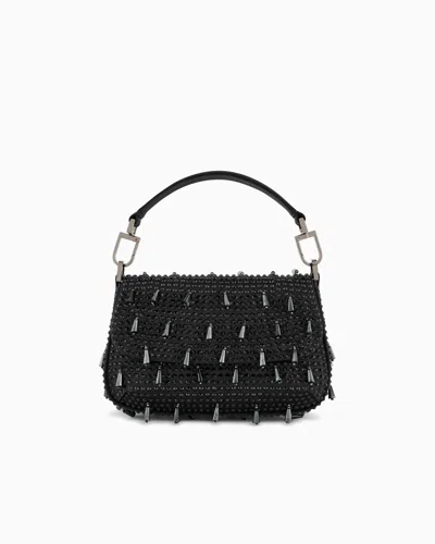 Giorgio Armani La Prima Soft Mini Satin Handbag With Rhinestone And Bead Embroidery