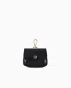 Giorgio Armani La Prima Striped, Lamé-leather Mini Charm In Black