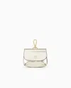 Giorgio Armani La Prima Striped, Lamé-leather Mini Charm In Silver
