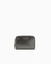 Giorgio Armani Official Store La Prima Wraparound Zip Card Holder In Glossy Nubuck In Black