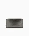 Giorgio Armani Official Store La Prima Wraparound Zip Wallet In Glossy Nubuck In Black