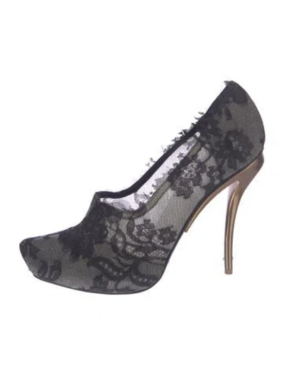 Pre-owned Giorgio Armani Lace Lace Pattern Pumps In Black