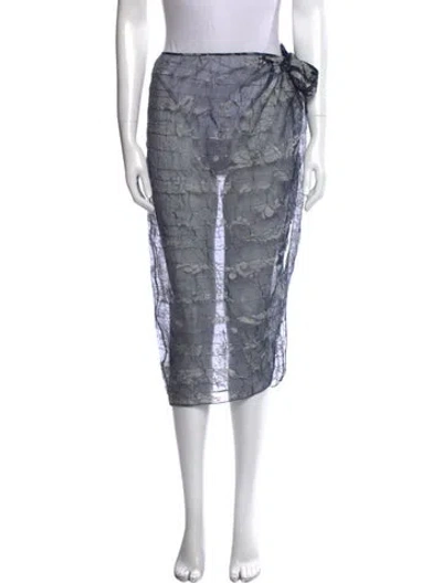 Pre-owned Giorgio Armani Lace Pattern Midi Length Skirt In Blue
