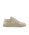 Giorgio Armani Leather And Fabric Sneakers In Beige