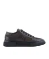 Giorgio Armani Leather And Fabric Sneakers In Brown