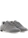 Giorgio Armani Official Store Suede Sneakers In Gray
