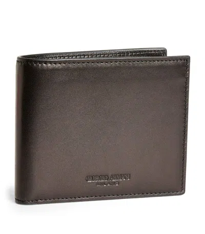 Giorgio Armani Lamb Leather Bifold Wallet In Black