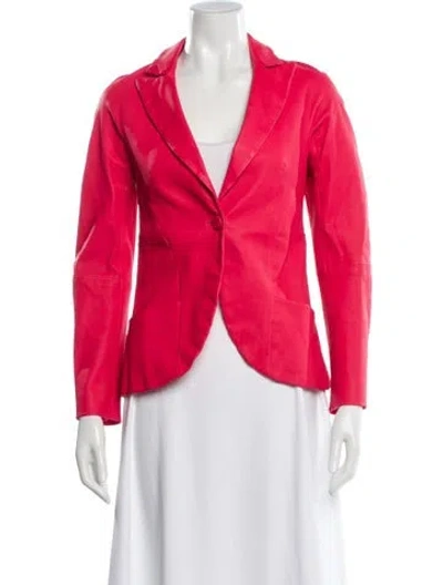 Pre-owned Giorgio Armani Lamb Leather Blazer In Red