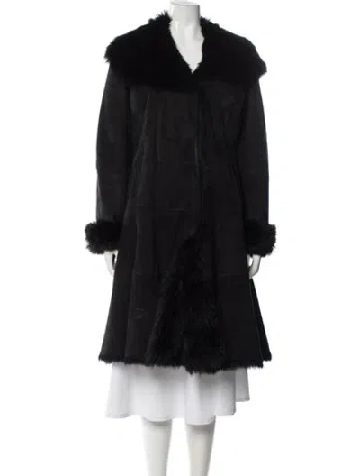 Pre-owned Giorgio Armani Lamb Leather Coat In Black