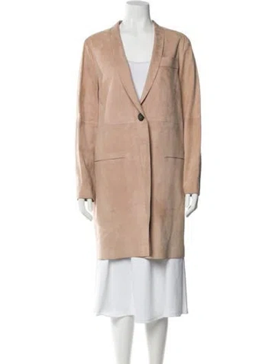 Pre-owned Giorgio Armani Lamb Leather Coat In Neutral