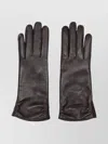 Giorgio Armani Lamb Leather Gloves Featuring Ruched Detailing In Black