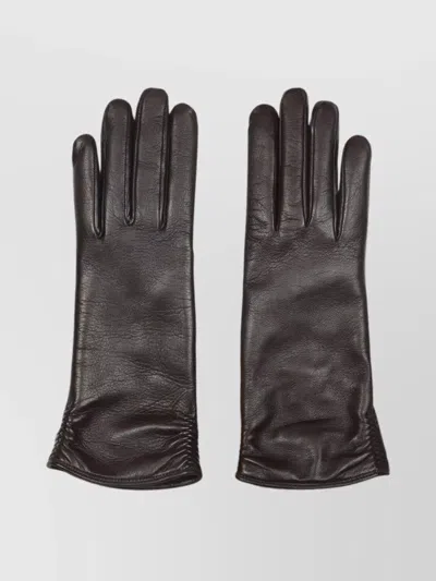 GIORGIO ARMANI LAMB LEATHER GLOVES FEATURING RUCHED DETAILING