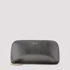 Giorgio Armani Logo Metallic Leather Clutch In Grey