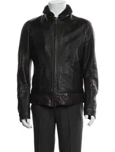 Pre-owned Giorgio Armani Lamb Leather Jacket In Black