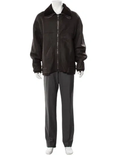 Pre-owned Giorgio Armani Lamb Leather Jacket In Brown