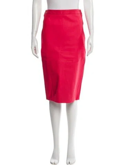 Pre-owned Giorgio Armani Lamb Leather Knee-length Skirt In Pink