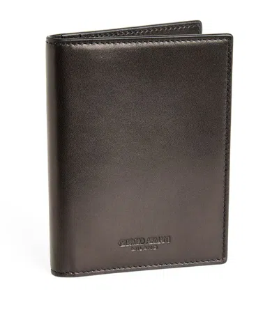Giorgio Armani Lamb Leather Passport Holder In Black