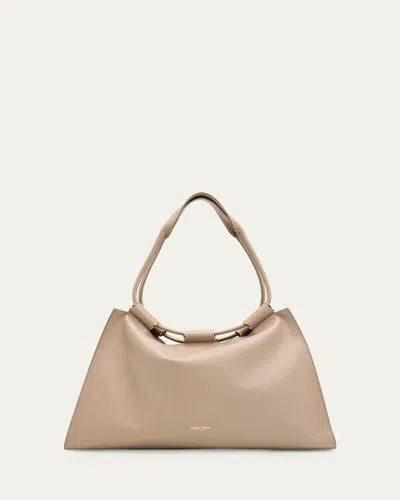 Giorgio Armani Lamb Leather Shopper Tote Bag In Brown