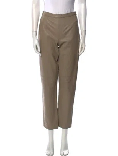 Pre-owned Giorgio Armani Lamb Leather Straight Leg Pants In Neutral