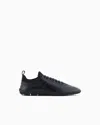 Giorgio Armani Sneakers En Cuir D'agneau Et Maille In Black