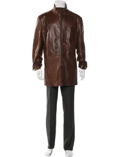 Pre-owned Giorgio Armani Lambskin Jacket In Brown