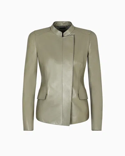 Giorgio Armani Lambskin Short Jacket In Green