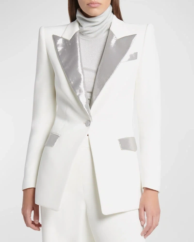 Giorgio Armani Lame Silk Tuxedo Jacket In Ivory