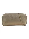 Giorgio Armani Laminated Chain Logo Clutch In Gold