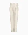 Giorgio Armani Laminated Linen And Viscose Pleated Trousers