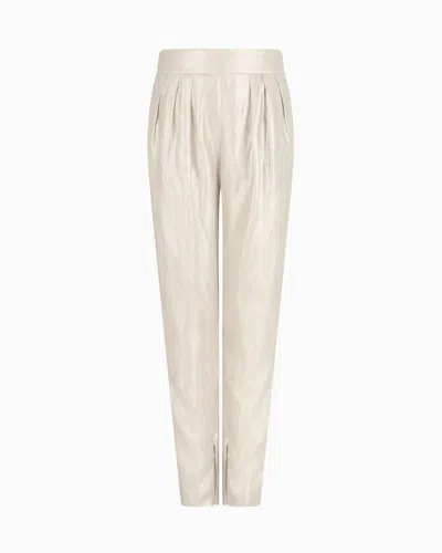 Giorgio Armani Laminated Linen And Viscose Pleated Trousers