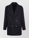 Giorgio Armani Lapel Collar Double-breasted Peacoat In Black