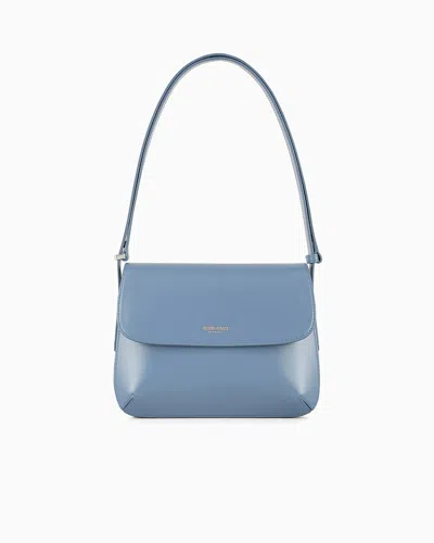 Giorgio Armani Official Store Large Palmellato Leather La Prima Bag In Azure