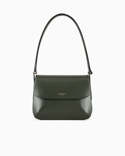 Giorgio Armani Large Palmellato Leather La Prima Bag In Green