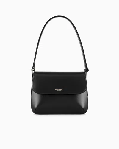 Giorgio Armani Large Palmellato Leather La Prima Bag In Noir