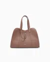 Giorgio Armani Large Pebbled Leather Tote Bag In Brown