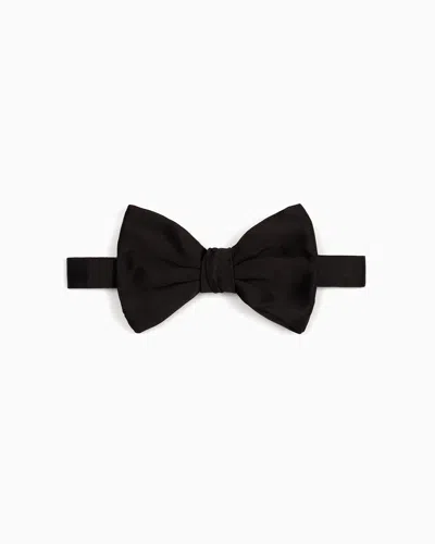 Giorgio Armani Large, Pure Silk Knotted Bow Tie In Black