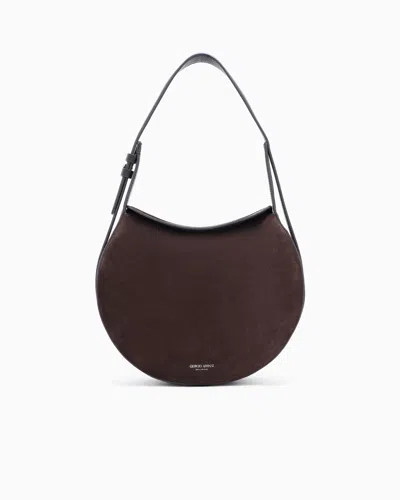 Giorgio Armani Large Shoulder Bag In Suede And Pebbled Calfskin