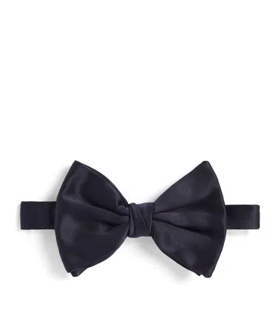 Giorgio Armani Large Silk Pre-tied Bowtie In Blue