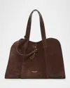 Giorgio Armani Large Soft Suede Trapezoid Tote Bag In Brown