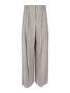 Giorgio Armani High-waisted Wide-leg Trousers With Front Pleats In Grey