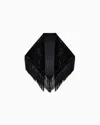 Giorgio Armani Laser-cut Velvet Shawl With Fringes In Black