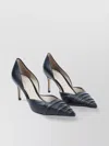 Giorgio Armani Layered Leather Pointed Stiletto Pumps In Black