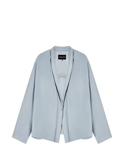 Giorgio Armani Layered Shawl-lapel Blazer In Blue