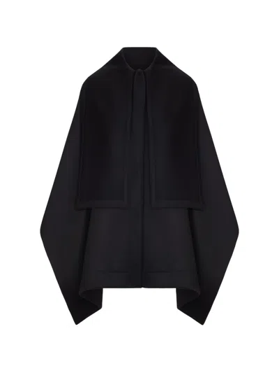 Giorgio Armani Layered Wool Cape Coat In Black