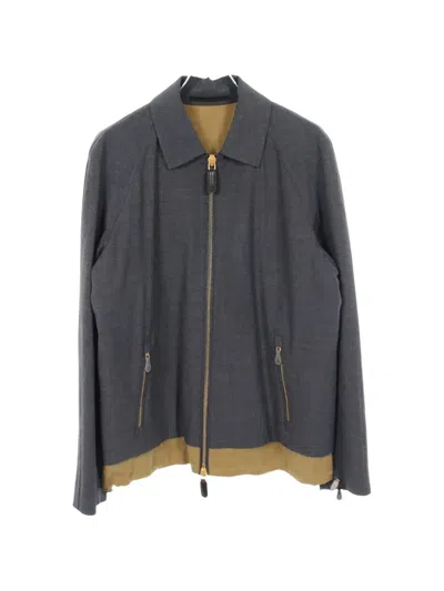 Pre-owned Giorgio Armani Layered Zip-up Jacket In Blue