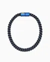 Giorgio Armani Leather And Fabric Choker Necklace In Blue