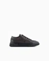 Giorgio Armani Leather And Fabric Sneakers In Brown