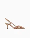 Giorgio Armani Leather And Suede Slingbacks In Beige