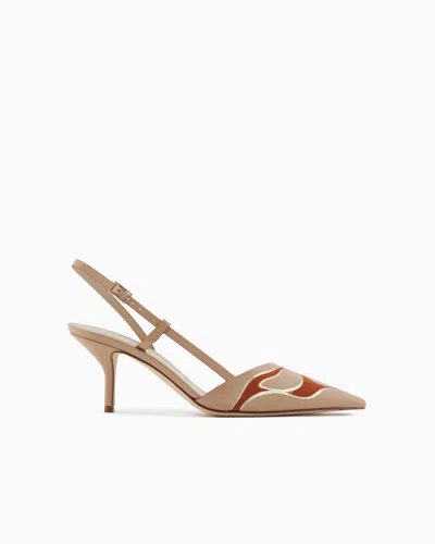 Giorgio Armani Leather And Suede Slingbacks In Beige